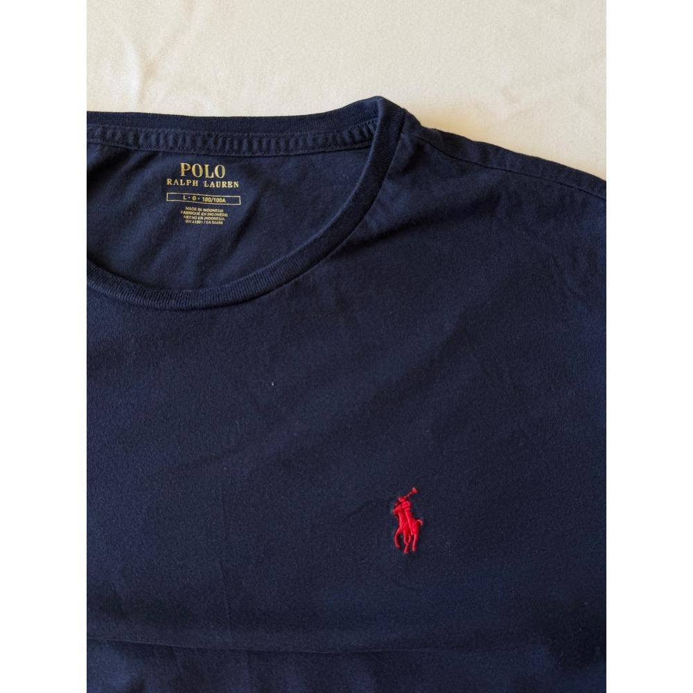 Polo Ralph Lauren‎ Mens Navy Blue Short Sleeve Crew Neck T-Shirt Red Pony Large - Picture 3 of 7